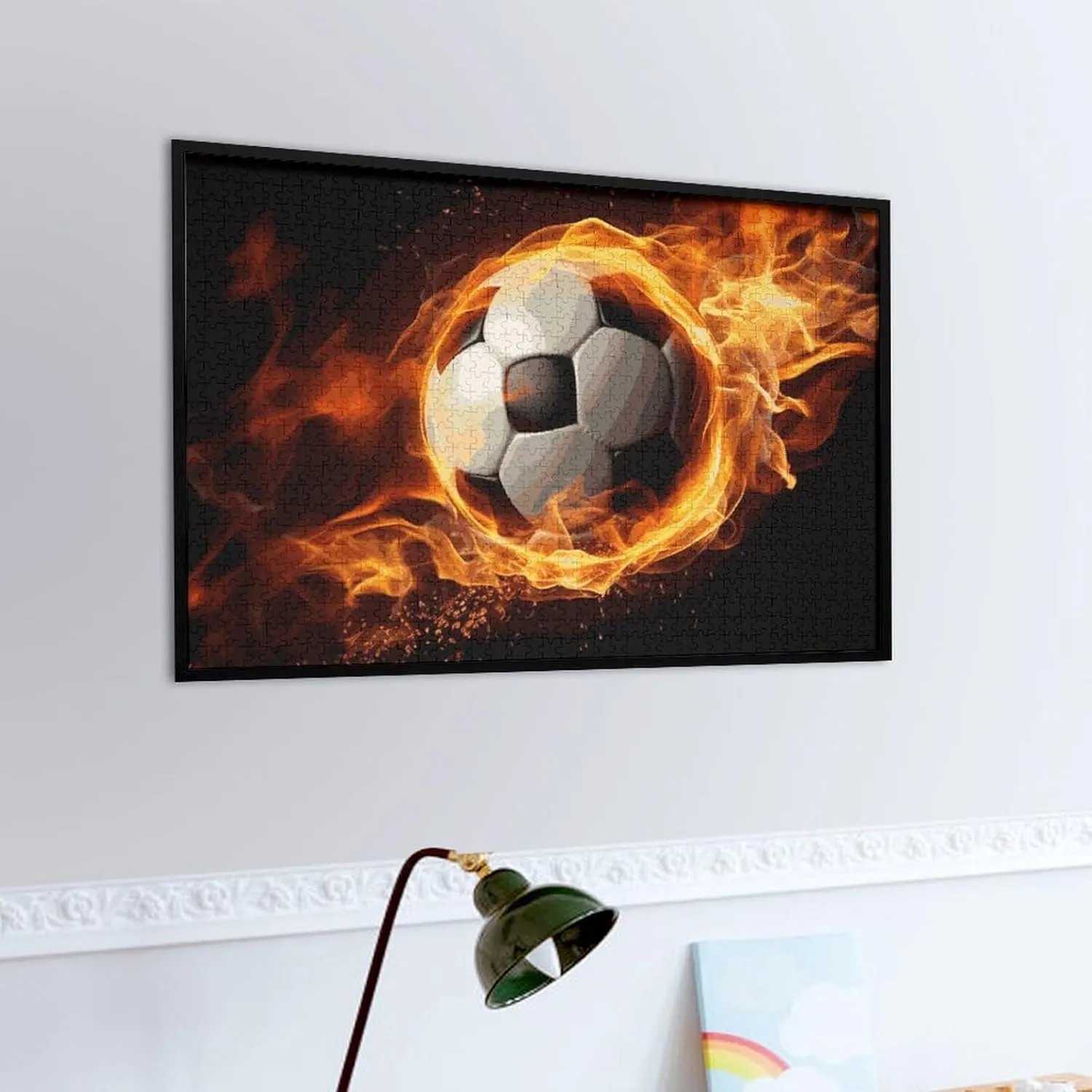 Unique Shape Puzzles Wall Art Home Decor for Puzzle Lovers$ Family$ Friend Creative mouth corpse tusk epidermis Gift Toys Soccer Flame Wooden Puzzles for Adults 1000 PCS 