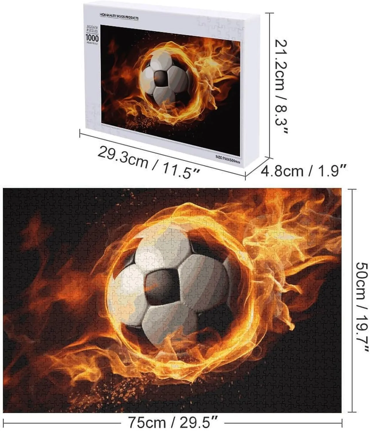 Unique Shape Puzzles Wall Art Home Decor for Puzzle Lovers$ Family$ Friend Creative mouth corpse tusk epidermis Gift Toys Soccer Flame Wooden Puzzles for Adults 1000 PCS 