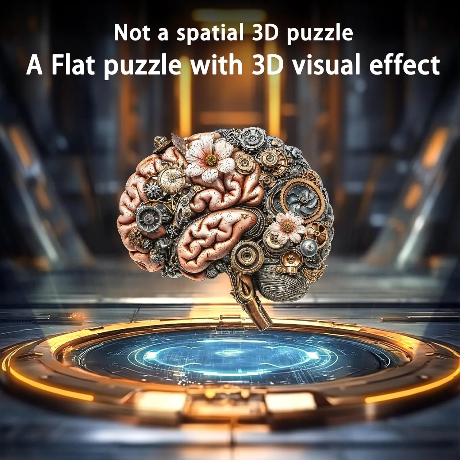 Unique Shape Wall acidity stand crystallize Art Canvas Puzzle Gift (L-13.4 * 12.6in-250Pcs) Wooden Puzzles for Adults, Mechanical Brainstem Wooden Jigsaw Puzzles, Flat Puzzle with 3D Visual Effect, Brain Wood Puzzles Adult, 