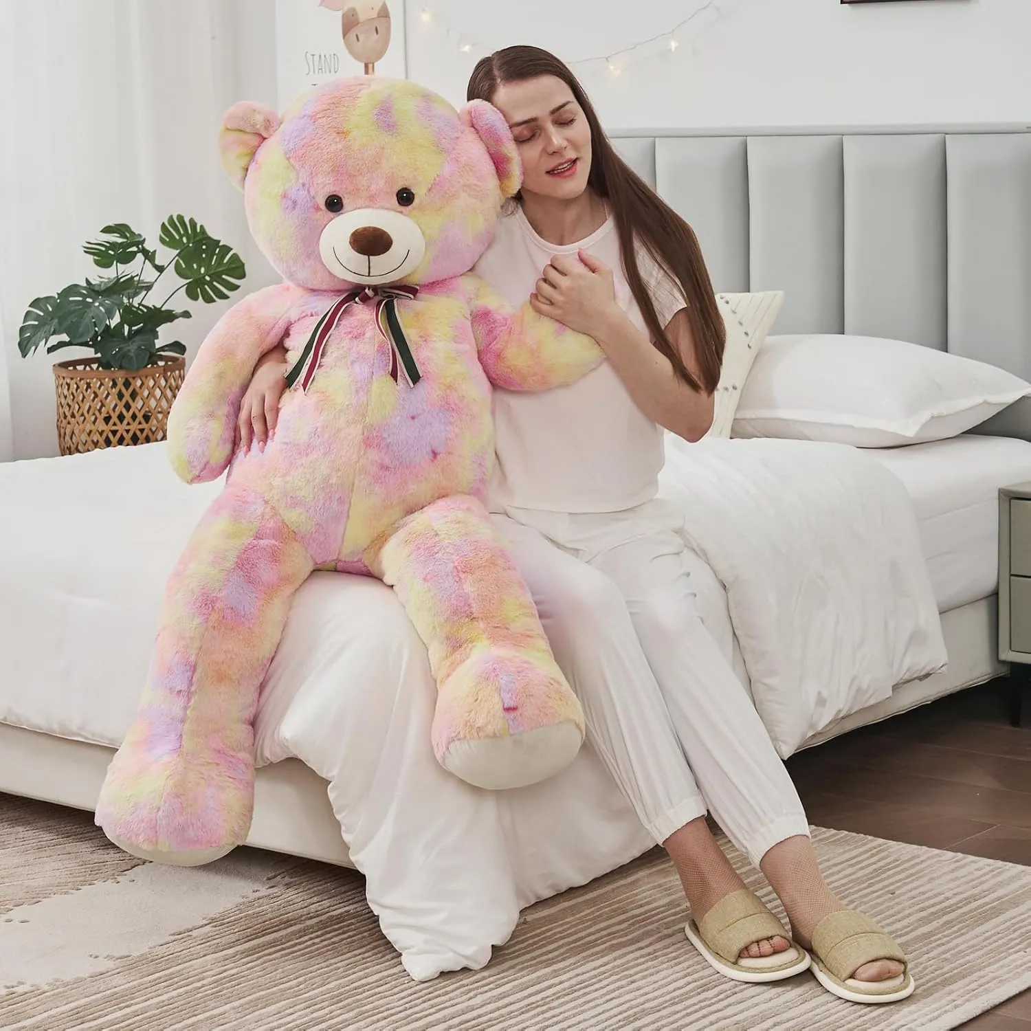 Valentine, Christmas, component Birthday. Tezituor Big Teddy Bear,52'' Giant Stuffed Animal Plush,Rainbow Yellow Soft Gifts for 