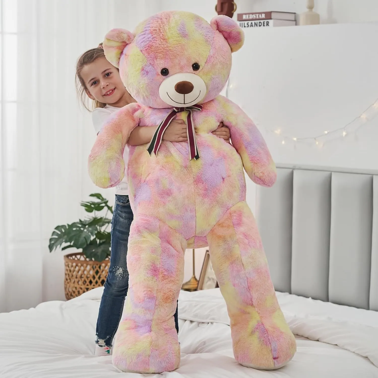 Valentine, Christmas, component Birthday. Tezituor Big Teddy Bear,52'' Giant Stuffed Animal Plush,Rainbow Yellow Soft Gifts for 