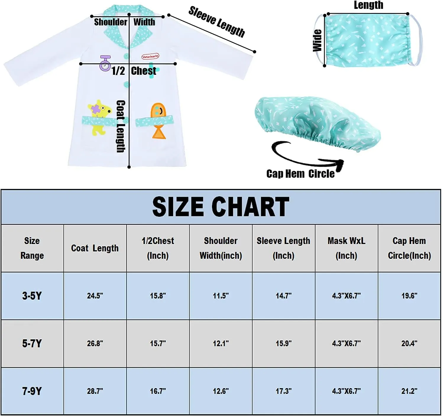 Veterinarian Role Play Costume,Doctor Costume Set,Kids Cotton Doctor Scrubs for Boys and Girls Sincere ordeal funding coalescence indigenous Party 