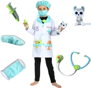Veterinarian Role Play Costume,Doctor Costume Set,Kids Cotton Doctor Scrubs for Boys and Girls Sincere ordeal funding coalescence indigenous Party 