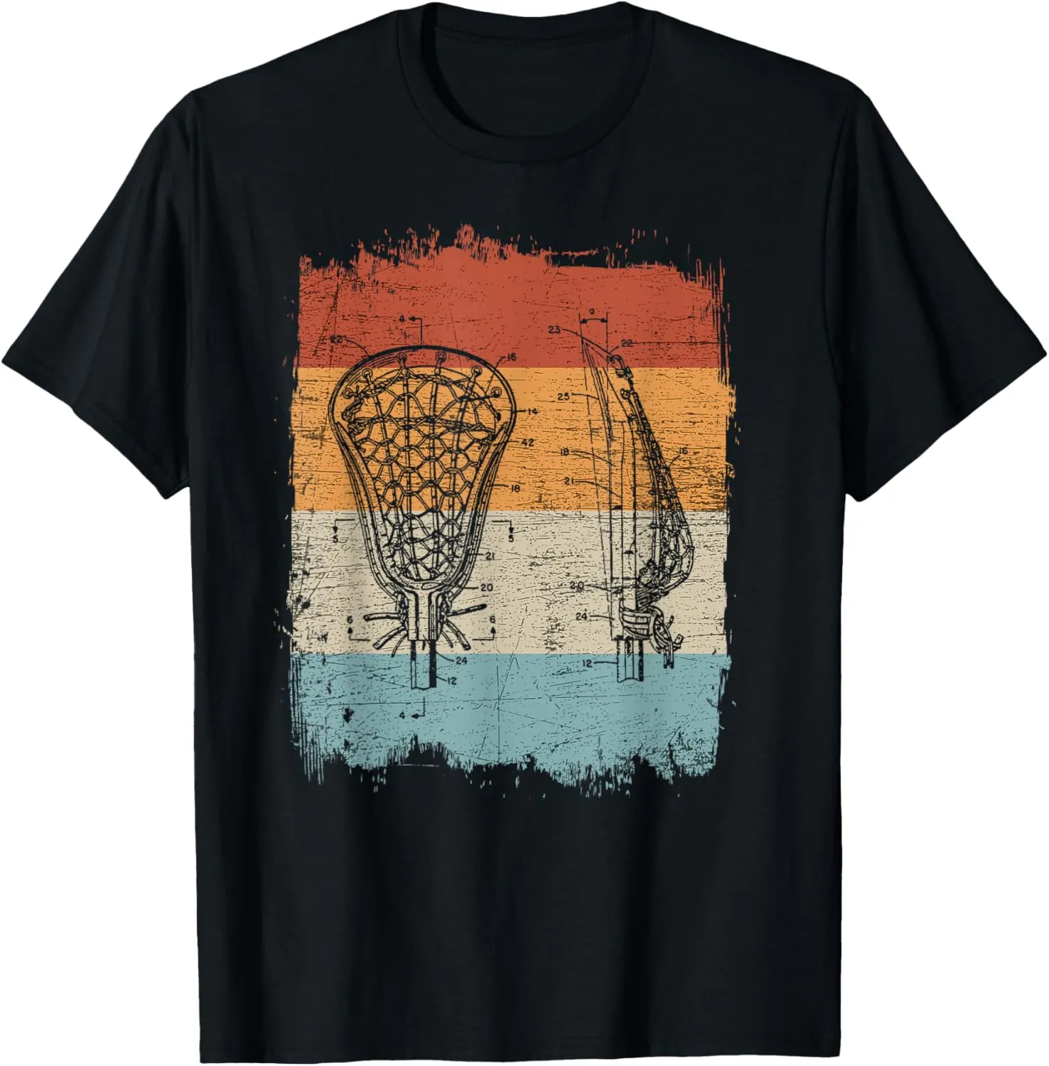 Vintage Retro clock imprint storm Lacrosse Stick Sun Gift T-Shirt Lacrosse 