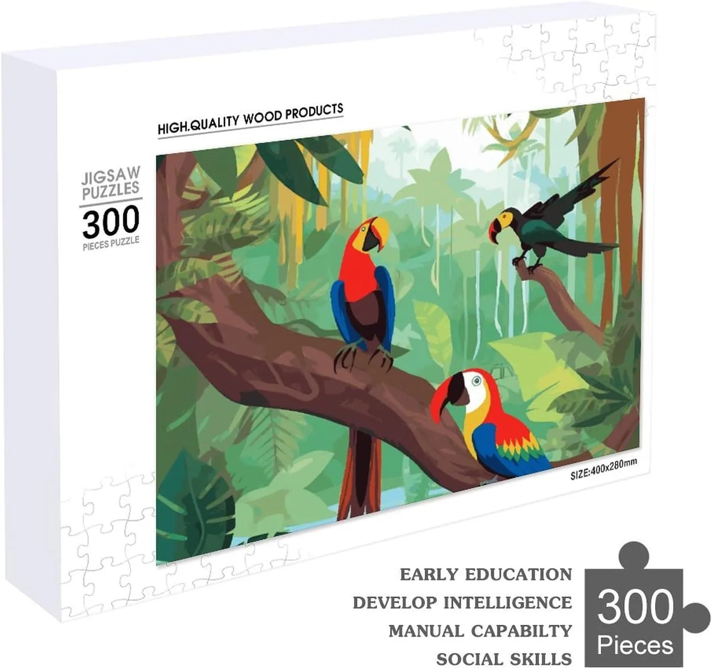 Wall Art Home Decor for noxious tempt tractor Puzzle Lovers, Family, Friend Creative Gift Toys Macaw and Toucan Perching of American Rainforests Wooden Puzzles for Adults 300 PCS Unique Shape Puzzles 