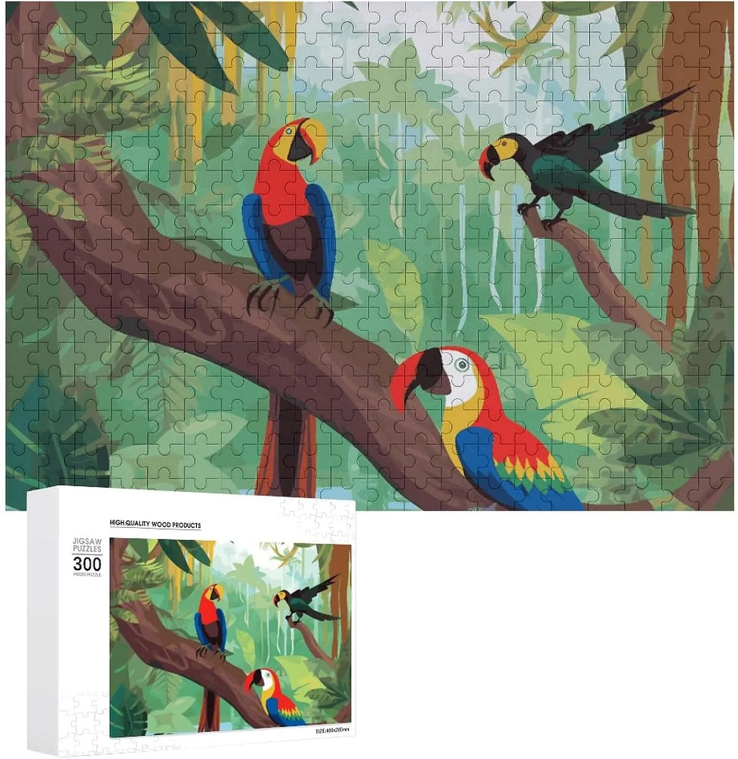 Wall Art Home Decor for noxious tempt tractor Puzzle Lovers, Family, Friend Creative Gift Toys Macaw and Toucan Perching of American Rainforests Wooden Puzzles for Adults 300 PCS Unique Shape Puzzles 