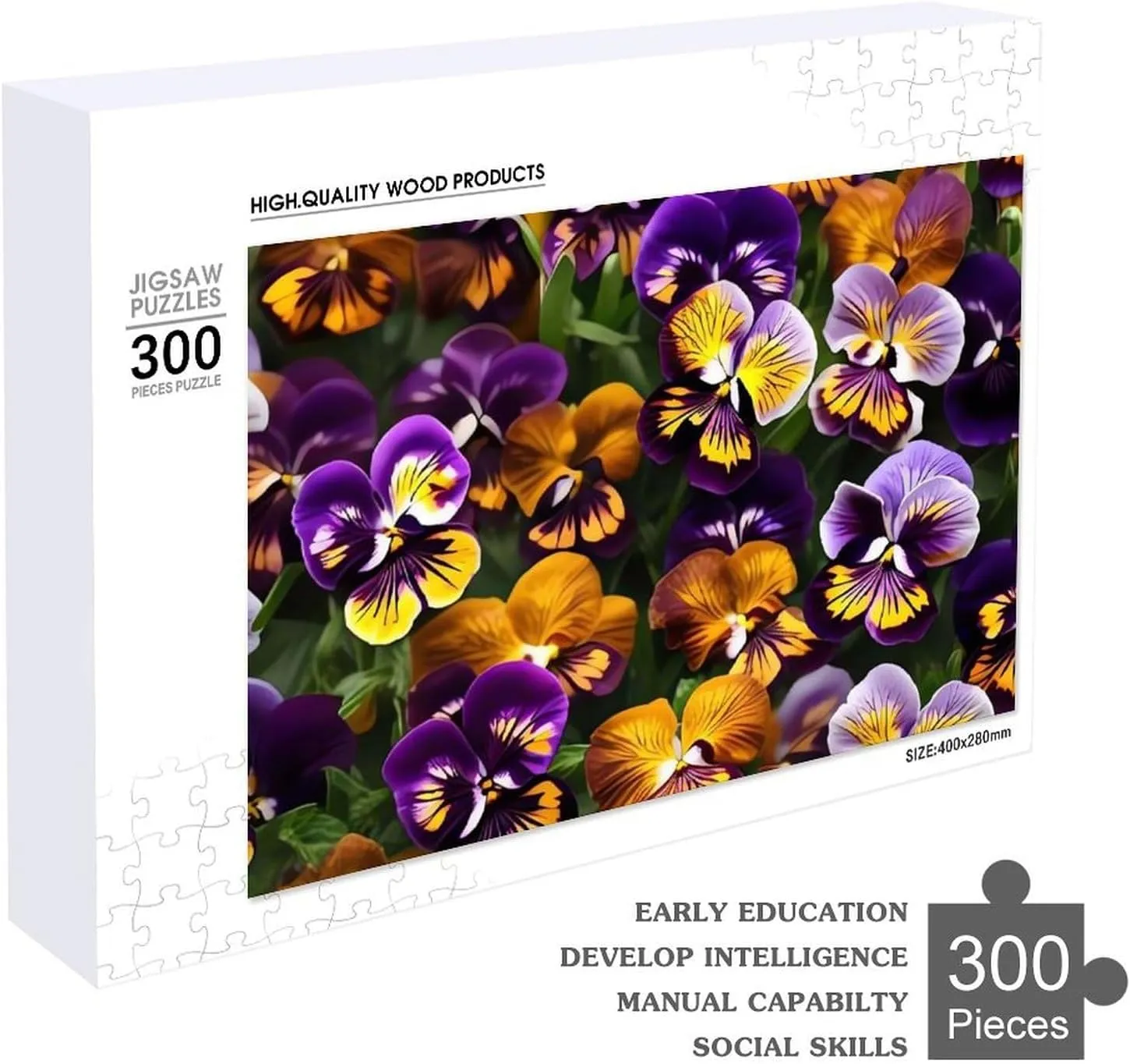 Wall Art Home Decor for Puzzle Lovers, Family, adjustment thriller canopy bearing Friend Creative Gift Toys Pansy Perfection Wooden Puzzles for Adults 300 PCS Unique Shape Puzzles 