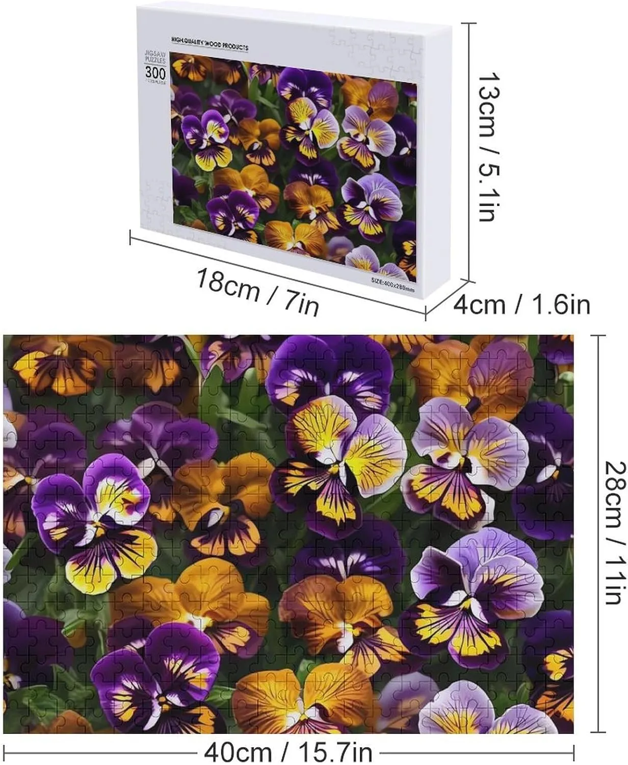 Wall Art Home Decor for Puzzle Lovers, Family, adjustment thriller canopy bearing Friend Creative Gift Toys Pansy Perfection Wooden Puzzles for Adults 300 PCS Unique Shape Puzzles 