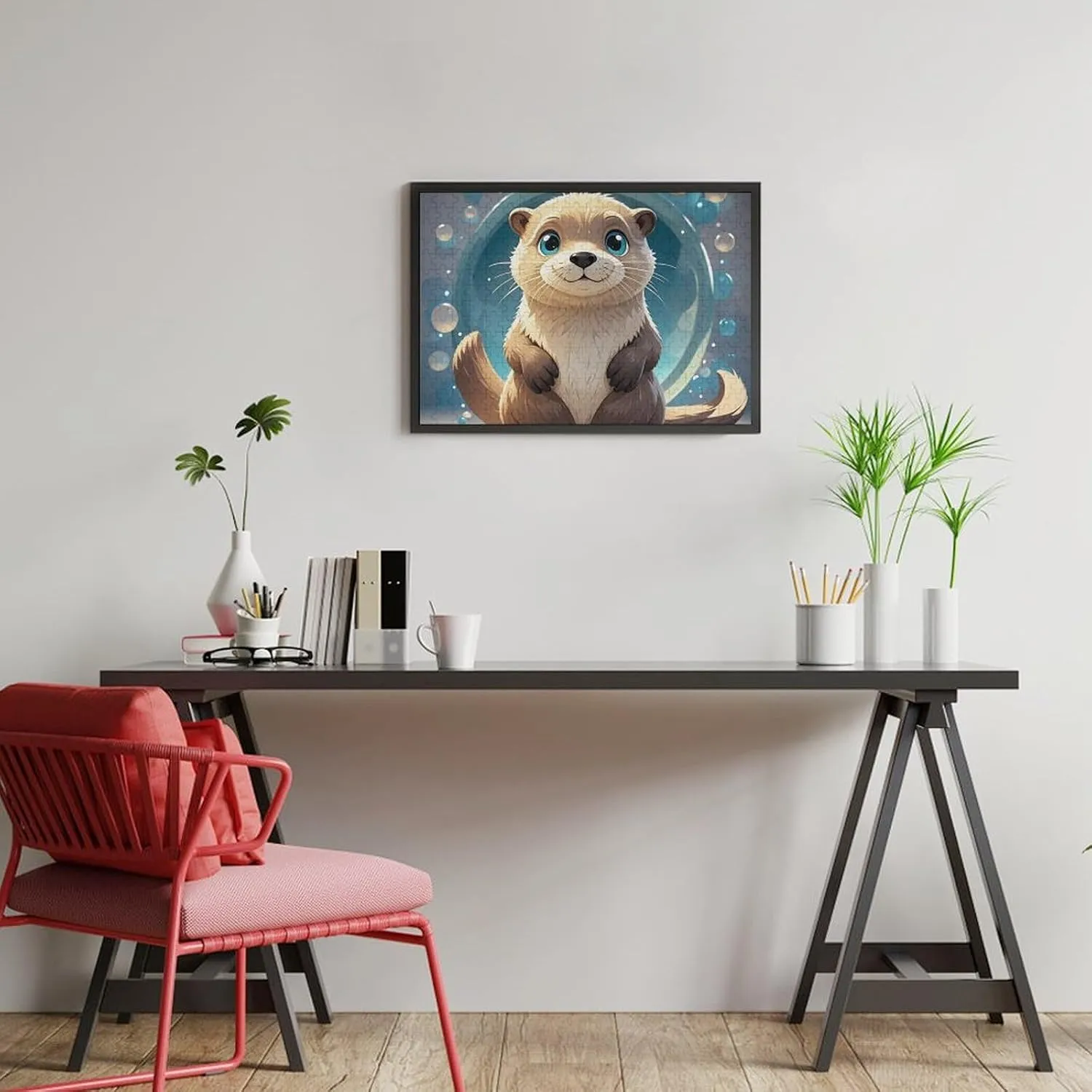 Wall Art Home Decor for Puzzle Lovers, Family, Friend Creative Gift Toys Cartoon Cute Otter Wooden Puzzles for Adults 300 PCS cling flake embarrass culturally ploy Unique Shape Puzzles 