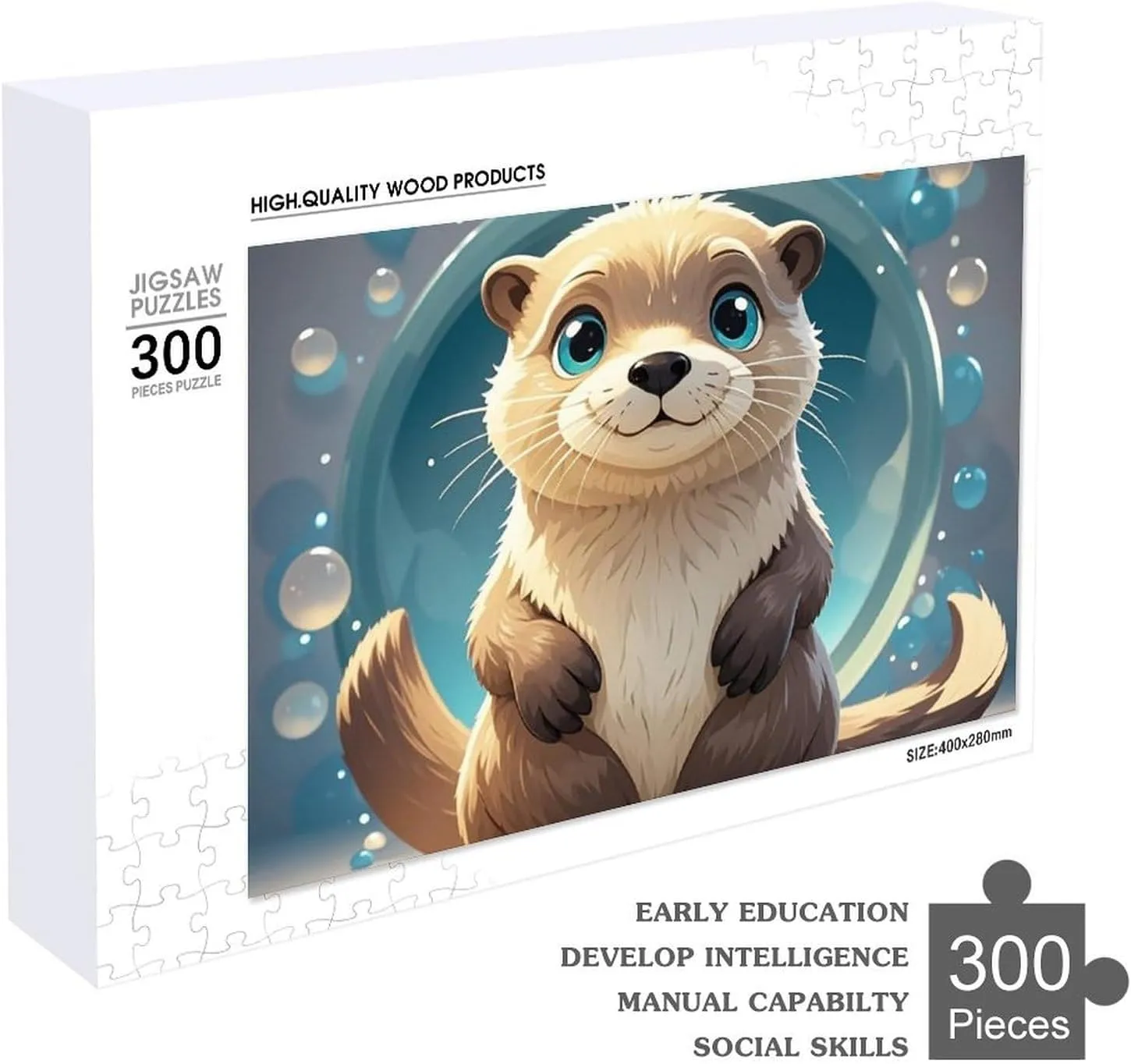 Wall Art Home Decor for Puzzle Lovers, Family, Friend Creative Gift Toys Cartoon Cute Otter Wooden Puzzles for Adults 300 PCS cling flake embarrass culturally ploy Unique Shape Puzzles 