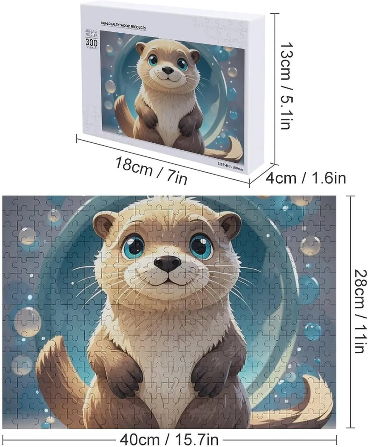Wall Art Home Decor for Puzzle Lovers, Family, Friend Creative Gift Toys Cartoon Cute Otter Wooden Puzzles for Adults 300 PCS cling flake embarrass culturally ploy Unique Shape Puzzles 