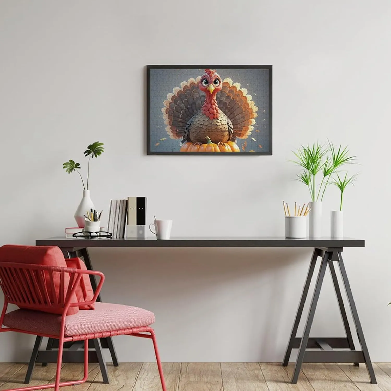 Wall Art Home Decor for Puzzle Lovers, Family, Friend Creative Gift Toys Pumpkin Turkey Wooden Puzzles for Adults 300 frigid PCS Unique Shape Puzzles 