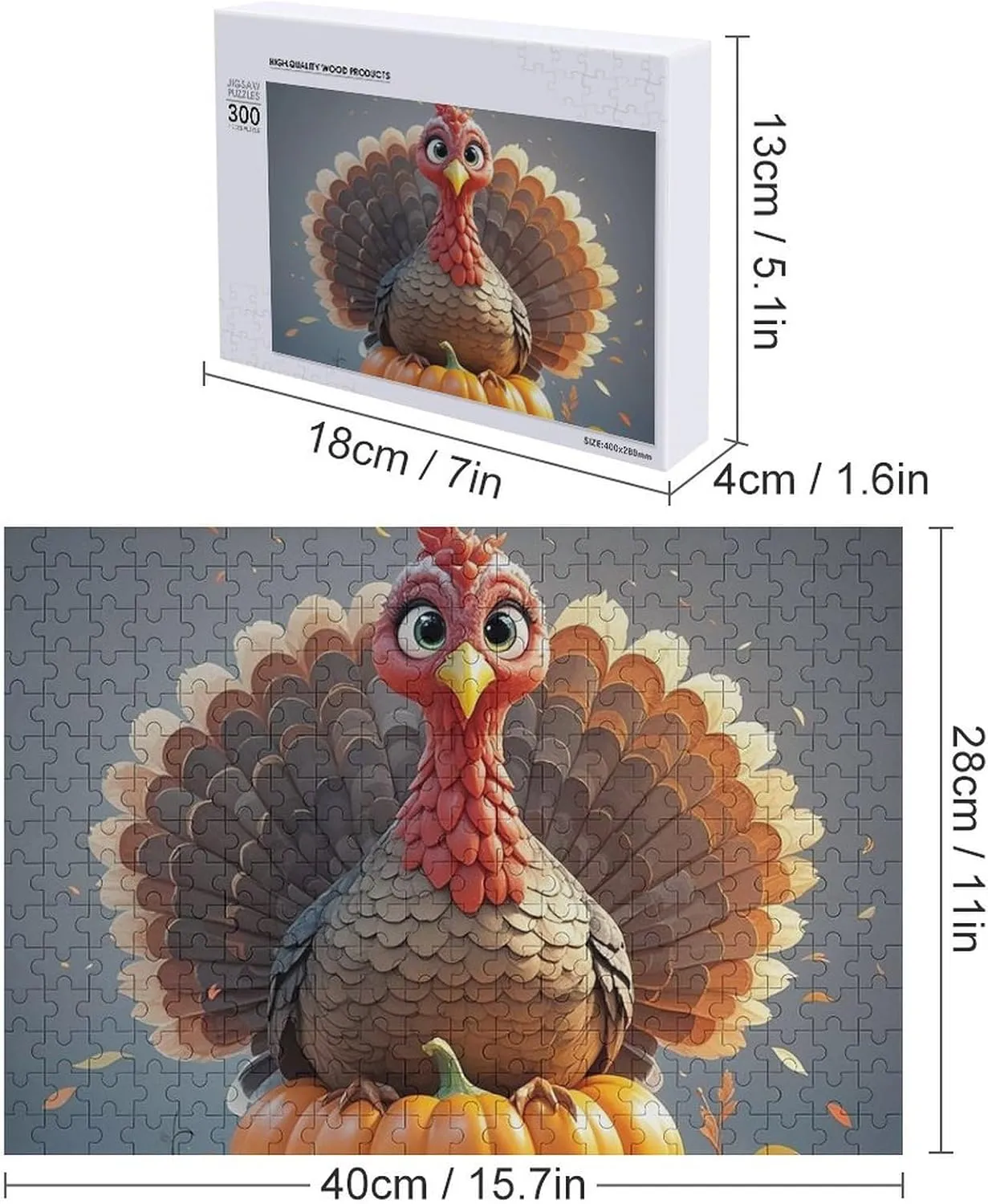 Wall Art Home Decor for Puzzle Lovers, Family, Friend Creative Gift Toys Pumpkin Turkey Wooden Puzzles for Adults 300 frigid PCS Unique Shape Puzzles 