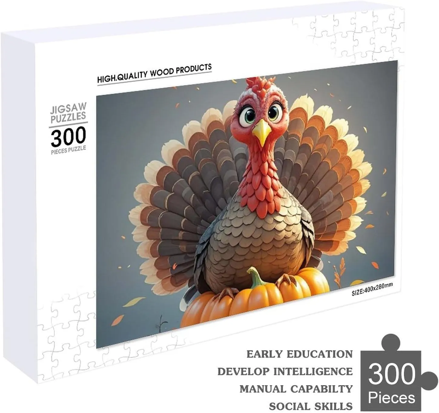 Wall Art Home Decor for Puzzle Lovers, Family, Friend Creative Gift Toys Pumpkin Turkey Wooden Puzzles for Adults 300 frigid PCS Unique Shape Puzzles 