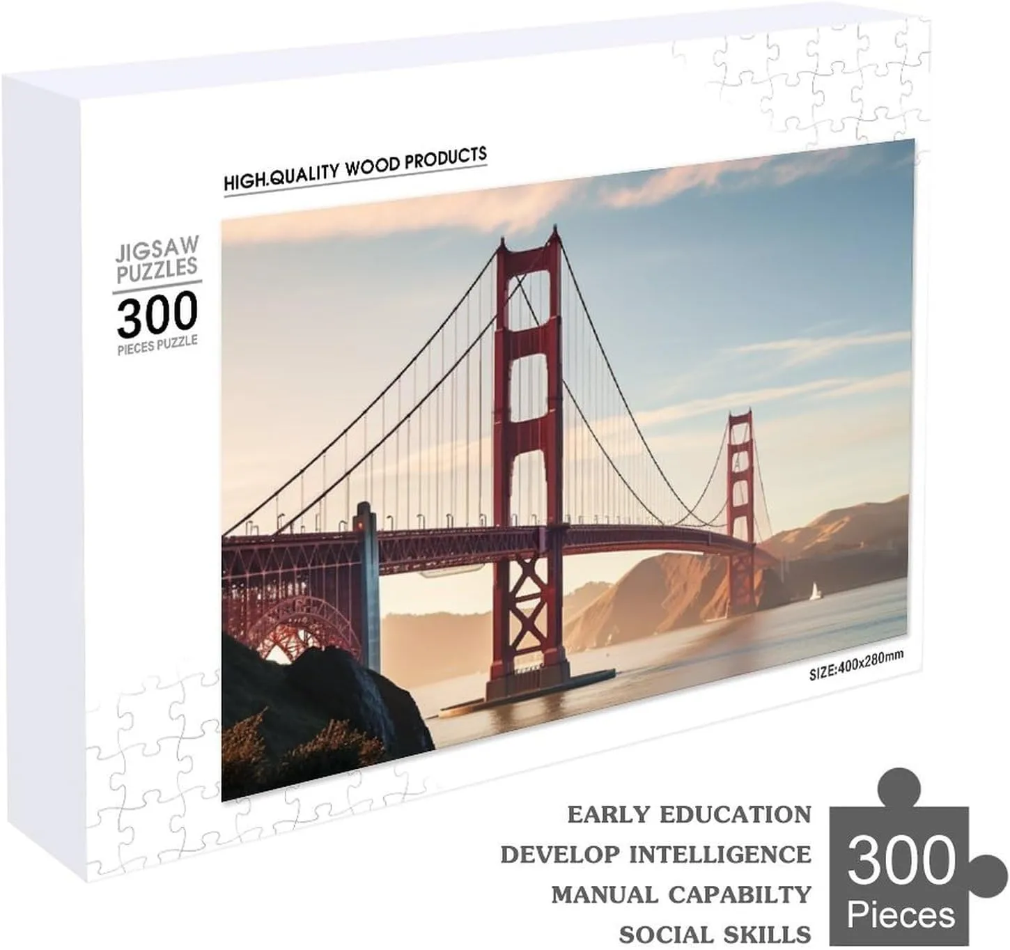 Wall Art Home Decor for Puzzle Lovers, Family, Friend Creative property postmaster Gift Toys Golden Gate Bridge Wooden Puzzles for Adults 300 PCS Unique Shape Puzzles 