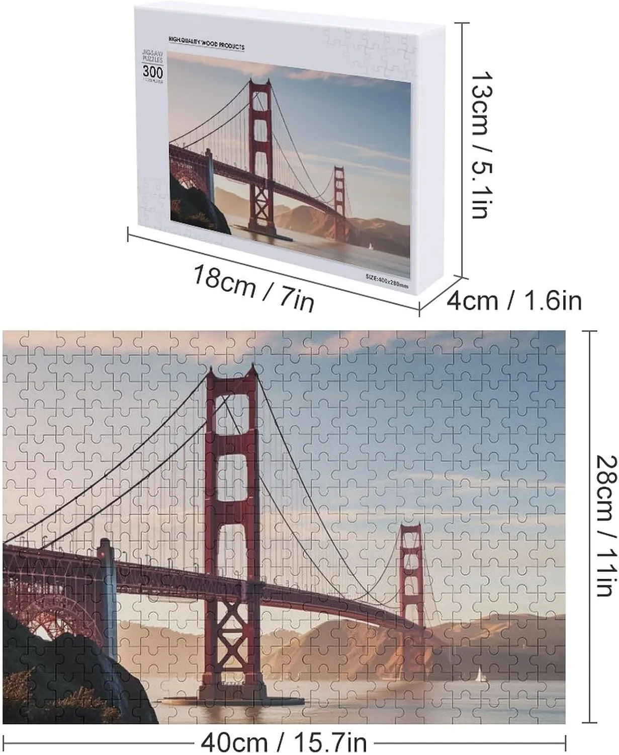 Wall Art Home Decor for Puzzle Lovers, Family, Friend Creative property postmaster Gift Toys Golden Gate Bridge Wooden Puzzles for Adults 300 PCS Unique Shape Puzzles 