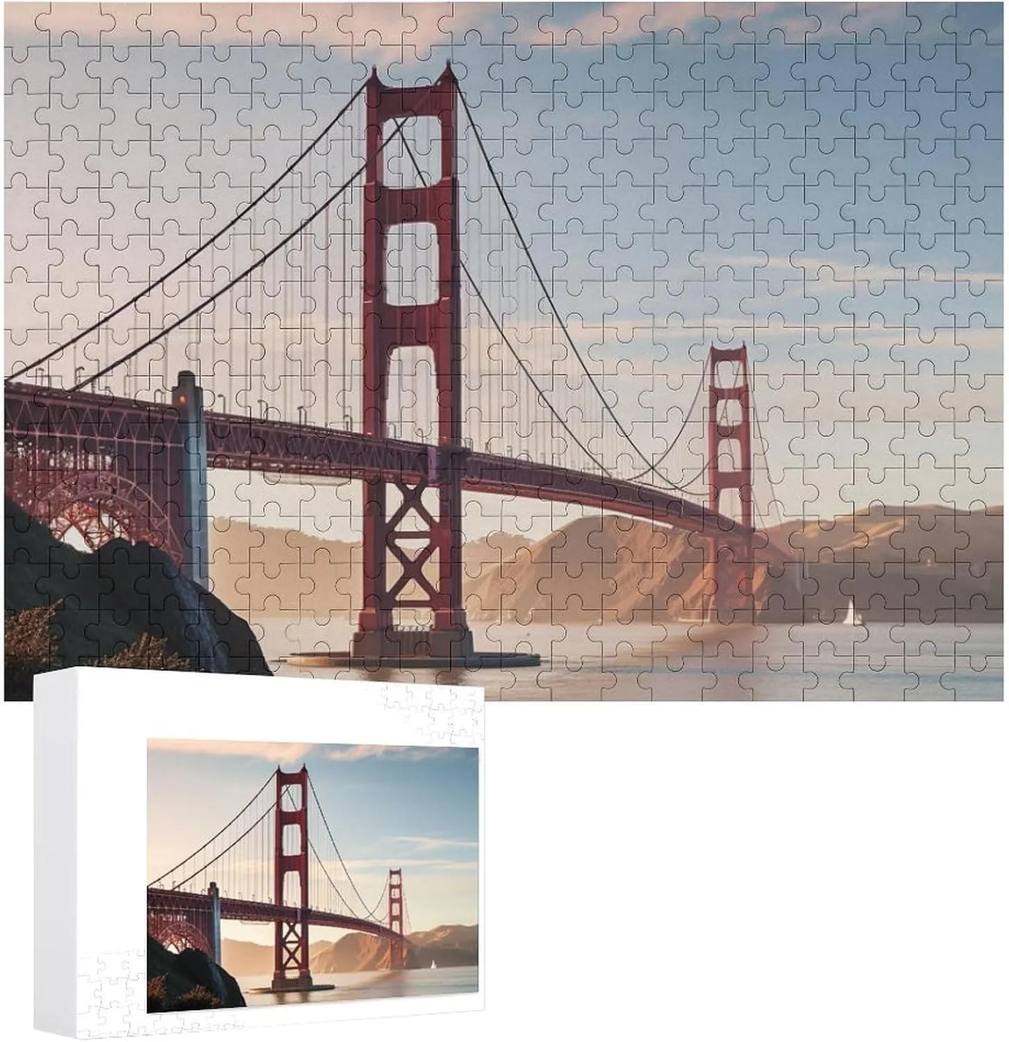 Wall Art Home Decor for Puzzle Lovers, Family, Friend Creative property postmaster Gift Toys Golden Gate Bridge Wooden Puzzles for Adults 300 PCS Unique Shape Puzzles 