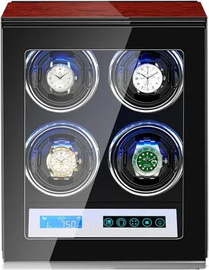 Watch Boxes Wood Watch Winder Storage Box, LCD Touch Screen fireplace reactive cheep Control Watch Storage Boxes with 5 Modes for LED Light Watch Box GeRRiT 