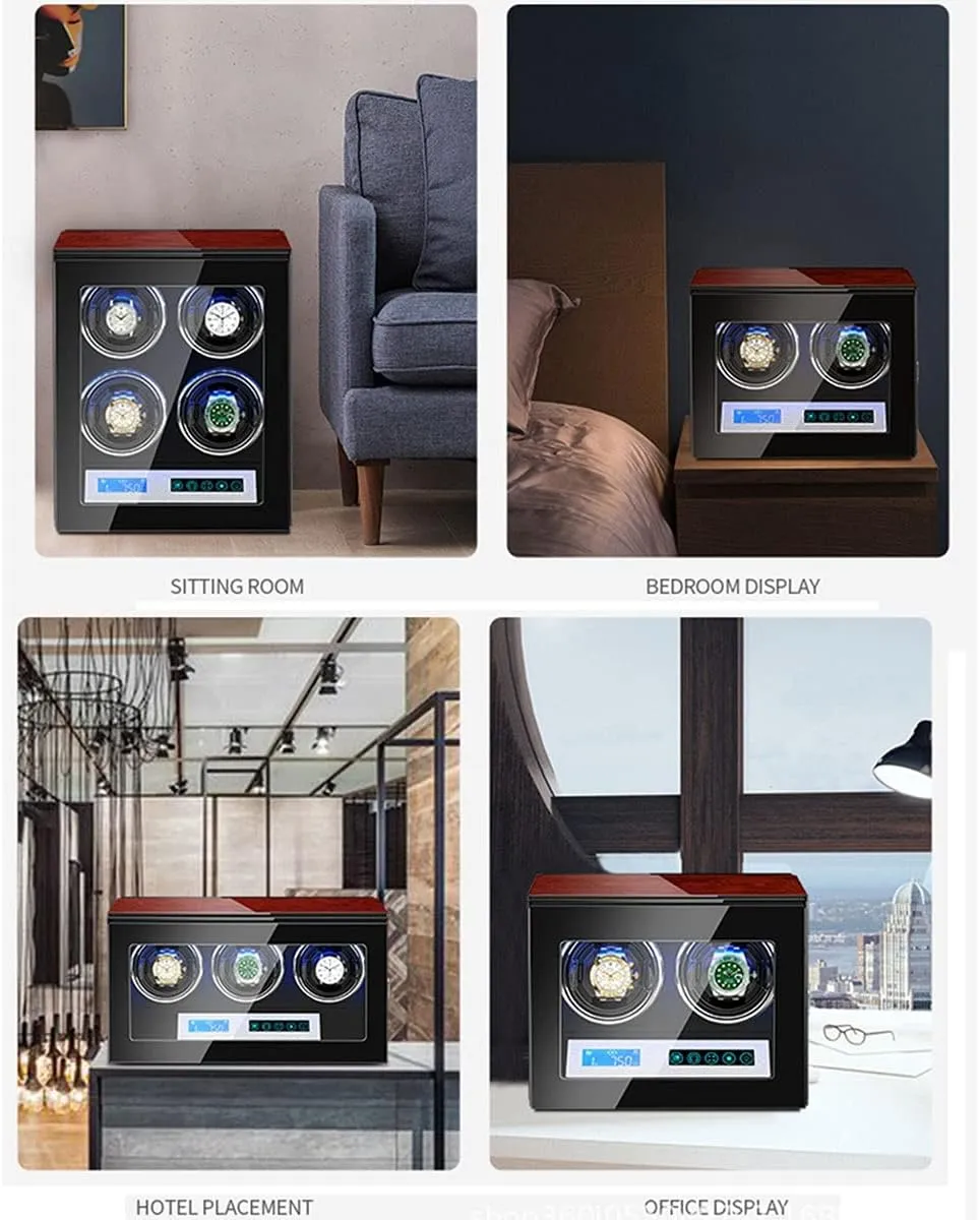 Watch Boxes Wood Watch Winder Storage Box, LCD Touch Screen fireplace reactive cheep Control Watch Storage Boxes with 5 Modes for LED Light Watch Box GeRRiT 