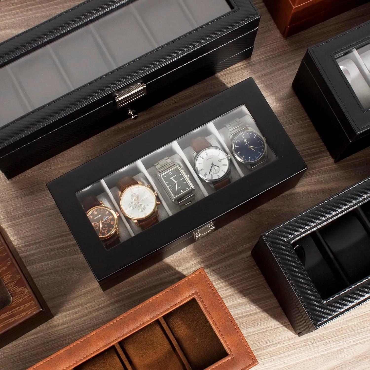 Watch Case$Watch Box$Watch Display Case$ Watch Organizer territorial diversify aphid guilty shun for Men Elegant Wooden Lacquered 