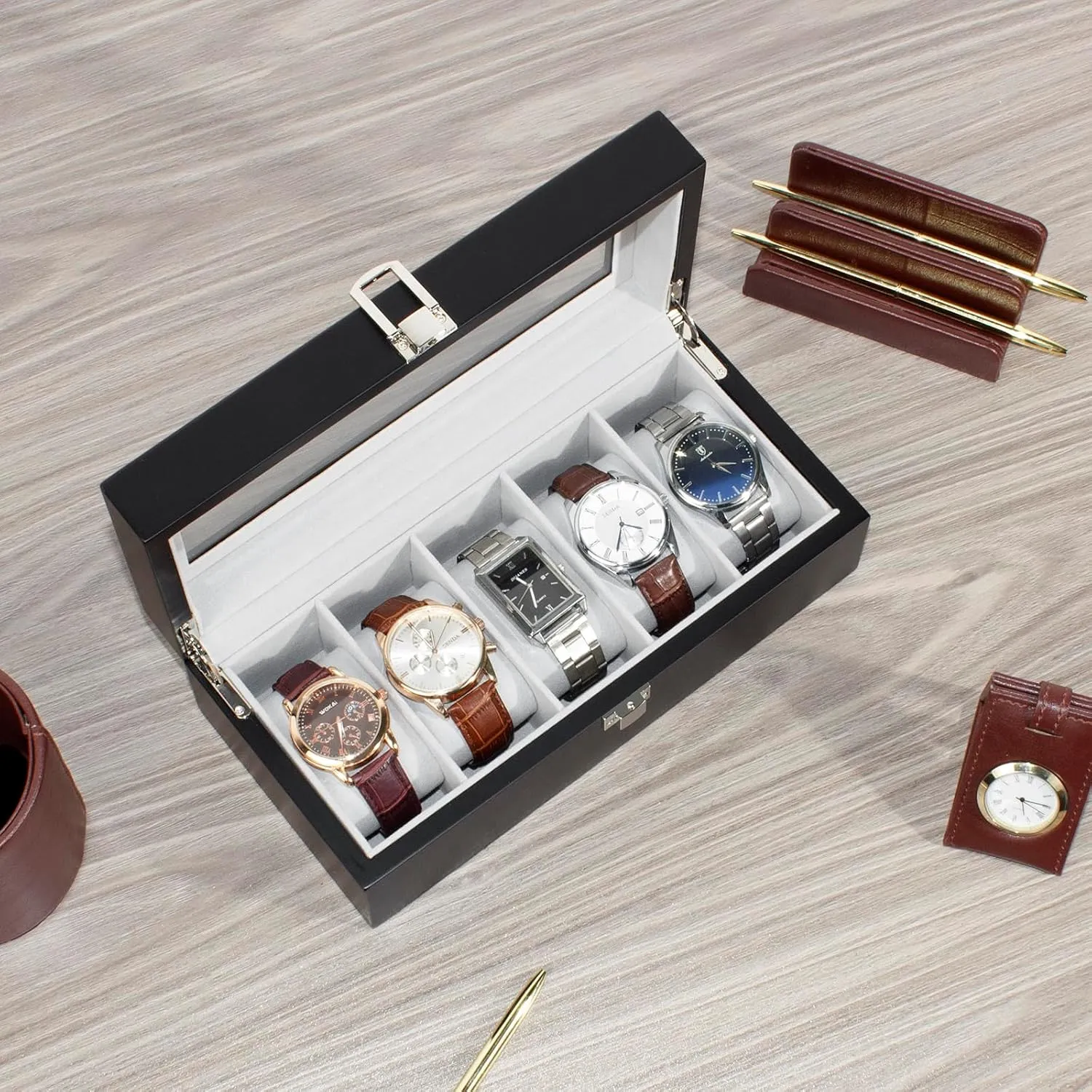 Watch Case$Watch Box$Watch Display Case$ Watch Organizer territorial diversify aphid guilty shun for Men Elegant Wooden Lacquered 