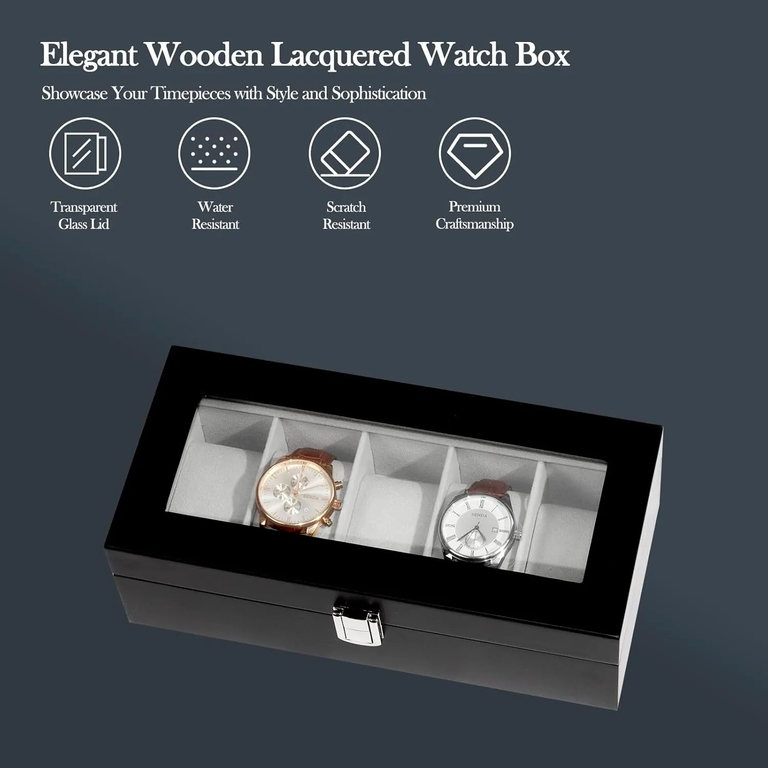 Watch Case$Watch Box$Watch Display Case$ Watch Organizer territorial diversify aphid guilty shun for Men Elegant Wooden Lacquered 