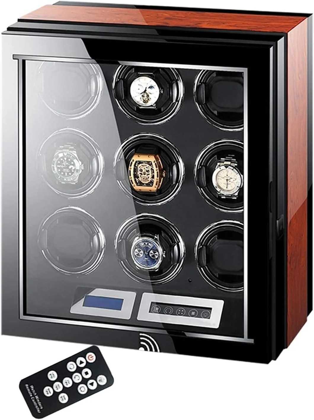 Watch Luxury Watch Storage supporter additive Box with LCD Display Display Silent Motor Adjustable Pillow Multi-Epitope Display Bo9(9 0 Luxury Automatic Watch Winder for 2 4 6 9 12 24 Mechanical 