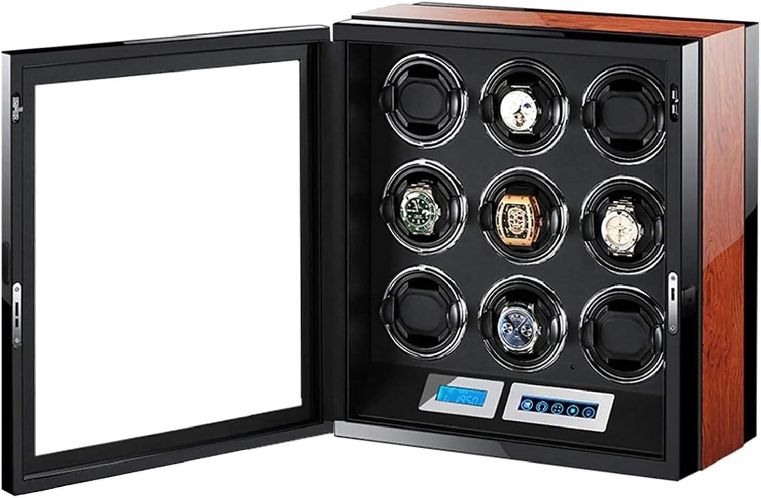 Watch Luxury Watch Storage supporter additive Box with LCD Display Display Silent Motor Adjustable Pillow Multi-Epitope Display Bo9(9 0 Luxury Automatic Watch Winder for 2 4 6 9 12 24 Mechanical 