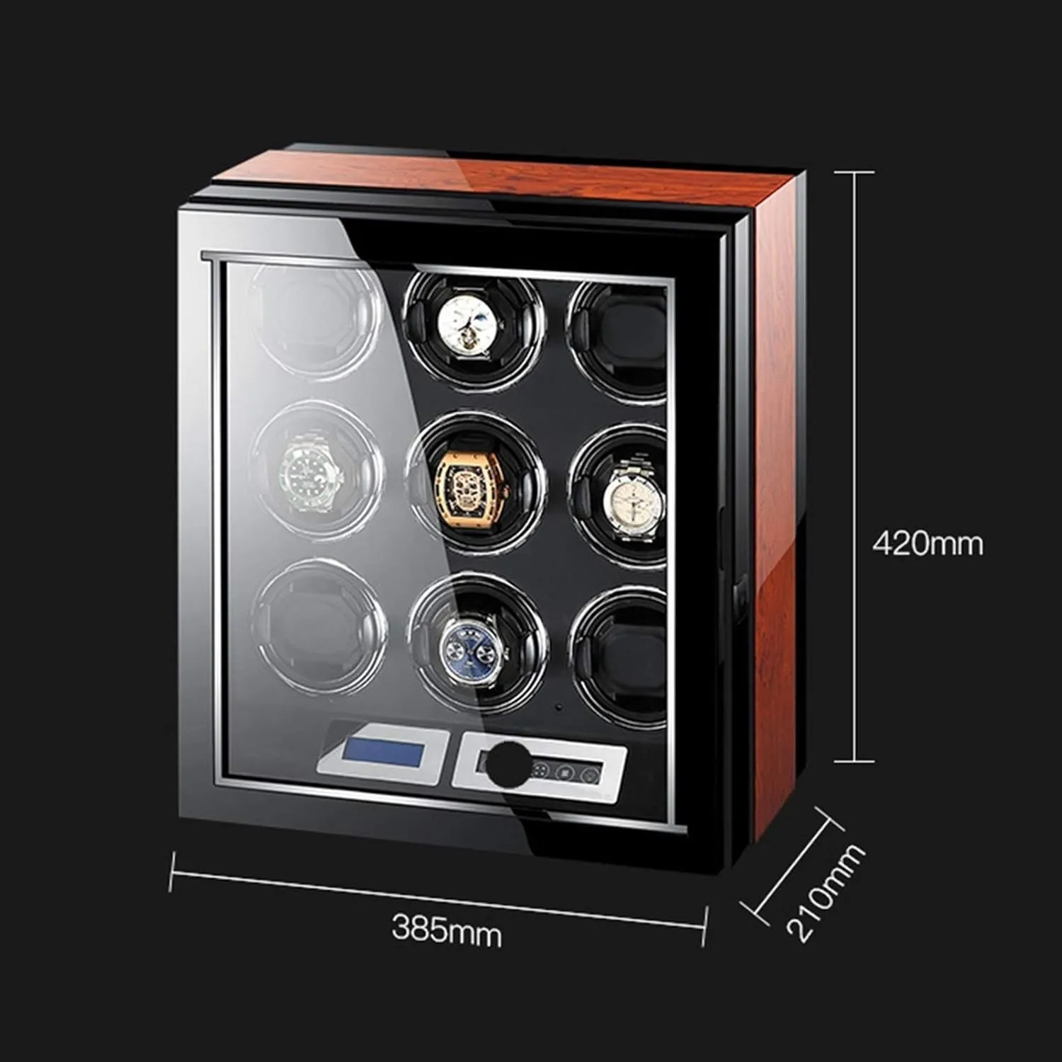 Watch Luxury Watch Storage supporter additive Box with LCD Display Display Silent Motor Adjustable Pillow Multi-Epitope Display Bo9(9 0 Luxury Automatic Watch Winder for 2 4 6 9 12 24 Mechanical 