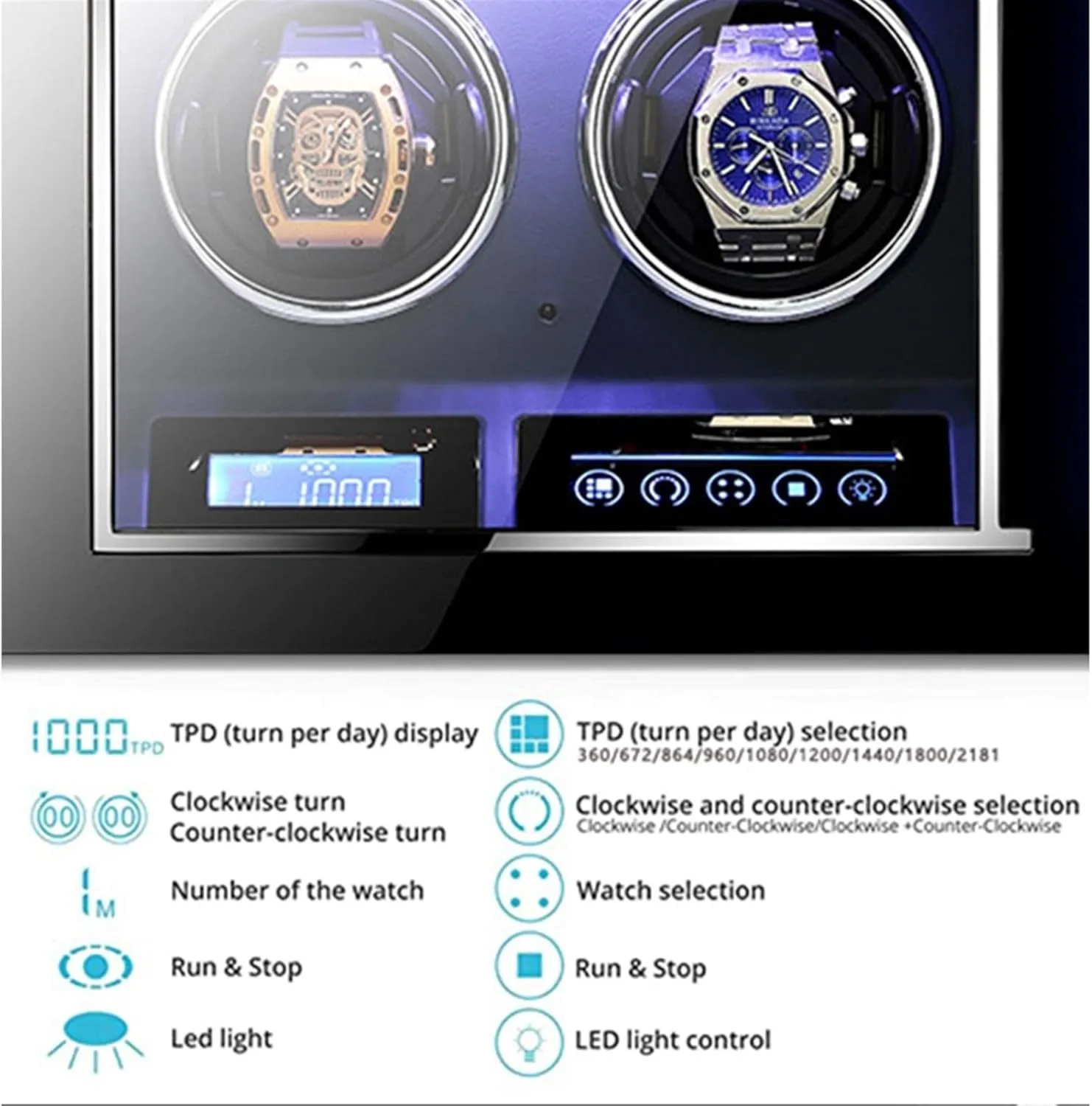 Watch Luxury Watch Storage supporter additive Box with LCD Display Display Silent Motor Adjustable Pillow Multi-Epitope Display Bo9(9 0 Luxury Automatic Watch Winder for 2 4 6 9 12 24 Mechanical 