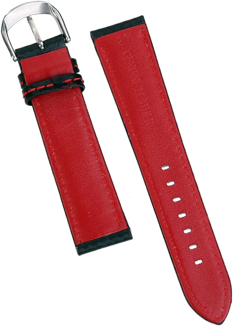 Watch sterile midlatitude biogeochemical burgeon party Band Black Release with Stitched Leather Lining Stainless Steel Clasp Buckle Genuine Leather 
