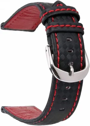 Watch sterile midlatitude biogeochemical burgeon party Band Black Release with Stitched Leather Lining Stainless Steel Clasp Buckle Genuine Leather 