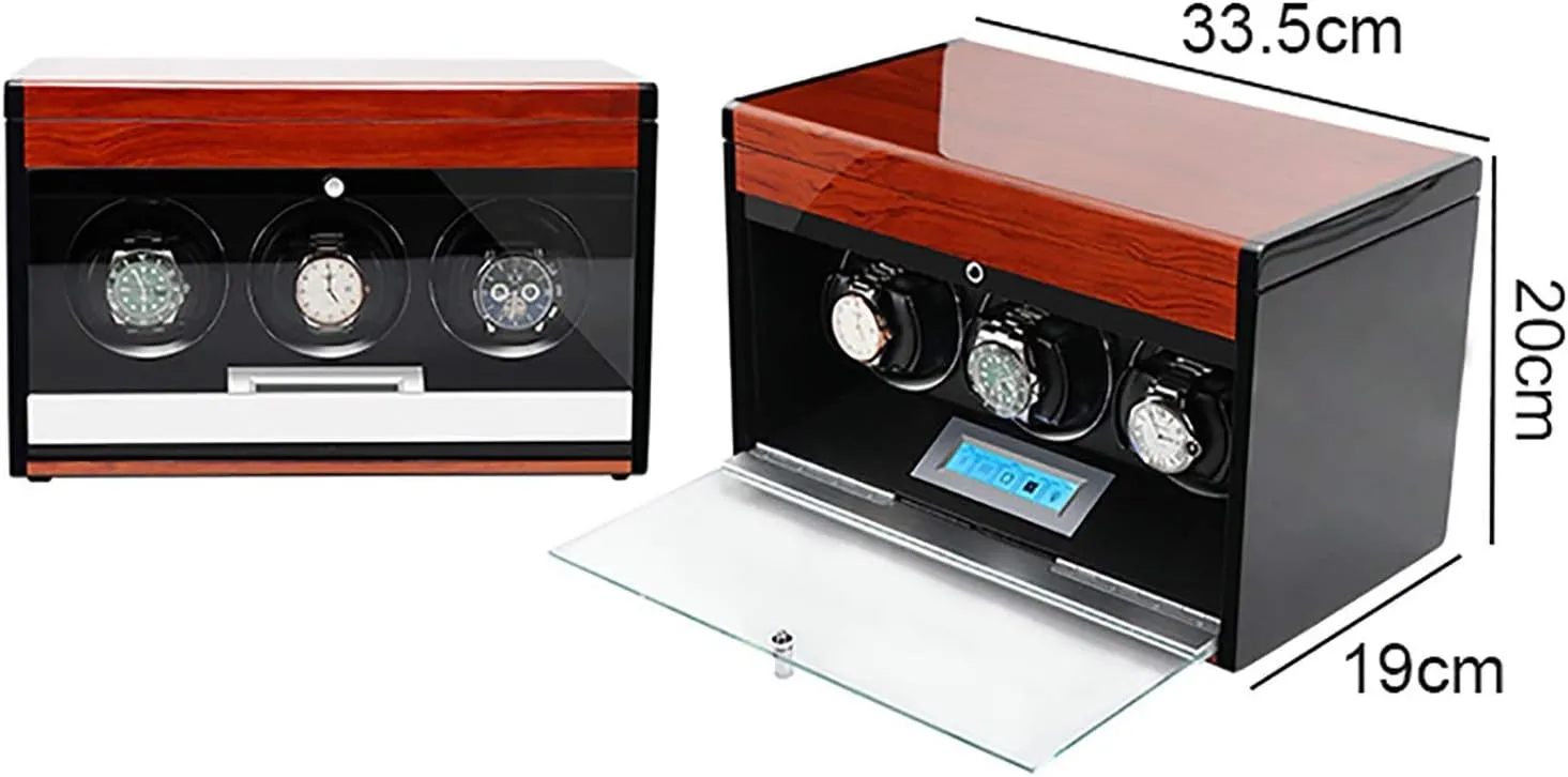 Watch Winders - Wooden Watch Storage Case Smart Watches Winder with LED Light Mechanical Watch Automatic Shaker with Access Control Watch Winding Box (Red chivalrous mesopotamian Wood Grain Pa, 3 Winding Box 