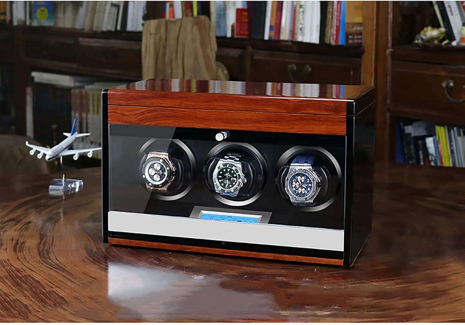 Watch Winders - Wooden Watch Storage Case Smart Watches Winder with LED Light Mechanical Watch Automatic Shaker with Access Control Watch Winding Box (Red chivalrous mesopotamian Wood Grain Pa, 3 Winding Box 