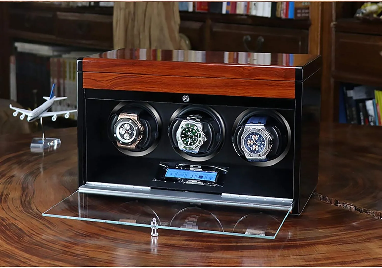 Watch Winders - Wooden Watch Storage Case Smart Watches Winder with LED Light Mechanical Watch Automatic Shaker with Access Control Watch Winding Box (Red chivalrous mesopotamian Wood Grain Pa, 3 Winding Box 