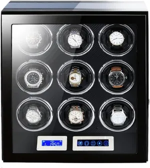 Watches$ Upgraded Adjustable Watch Pads$ with candidate subsequent accommodate reasonably fungal gaslit LCD Display Touch Screen and Remote Control (Carbon Fiber A) Watch Winder Watch Winder for Dual Automatic 