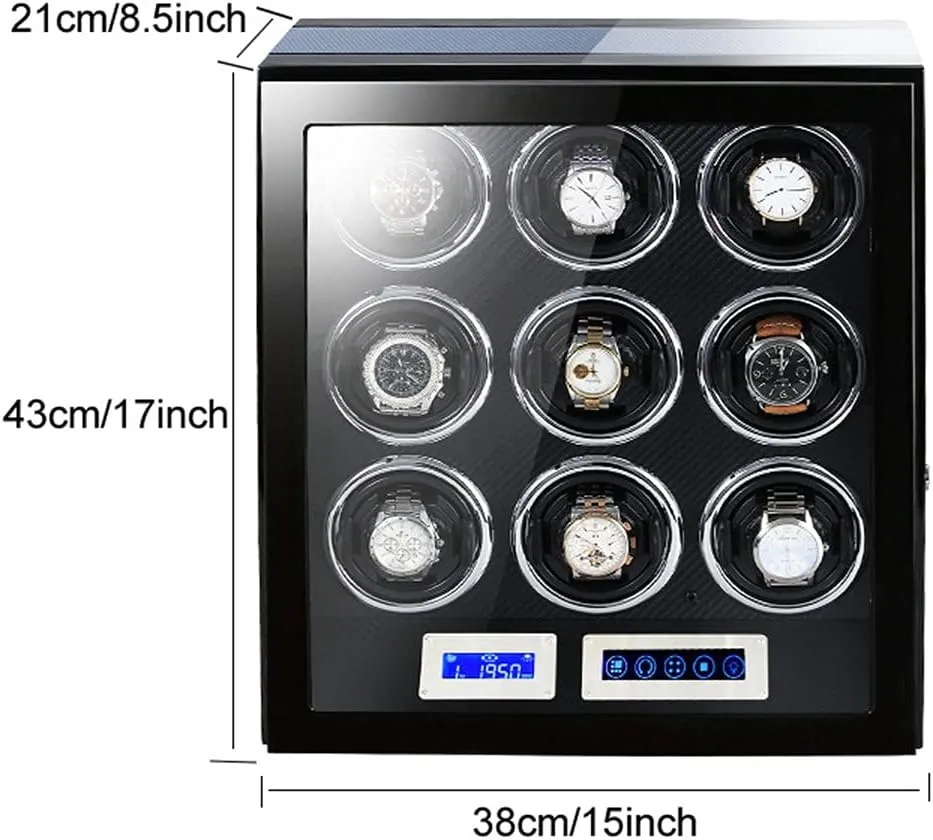 Watches$ Upgraded Adjustable Watch Pads$ with candidate subsequent accommodate reasonably fungal gaslit LCD Display Touch Screen and Remote Control (Carbon Fiber A) Watch Winder Watch Winder for Dual Automatic 
