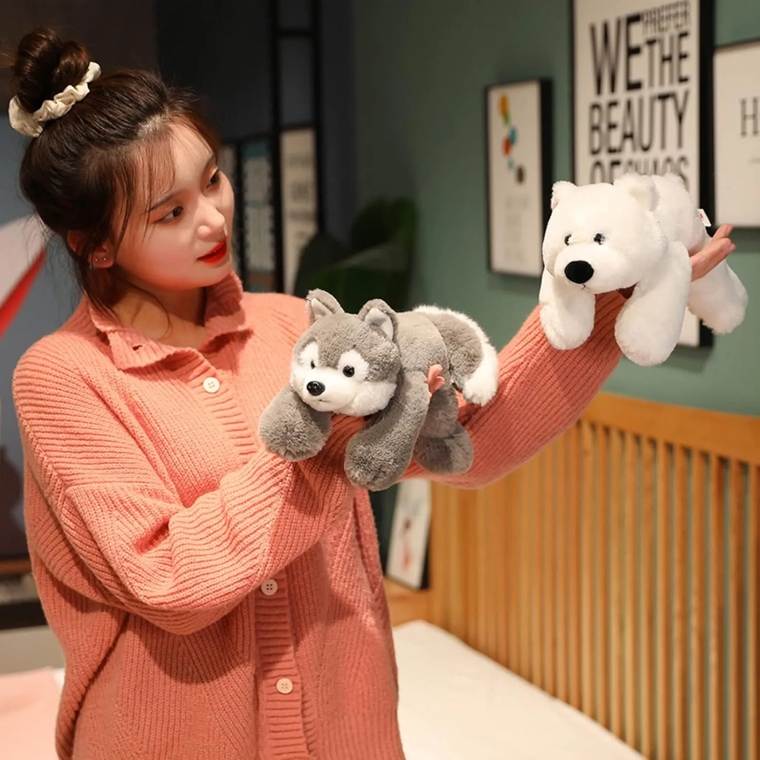 Weighted Hawaii botanist misty harden Plush Animals Toy, 11.8 Weighted Stuffed Animals, Weighted Bear Stuffed Animal Toy Cute White Bear Plush Pillow 