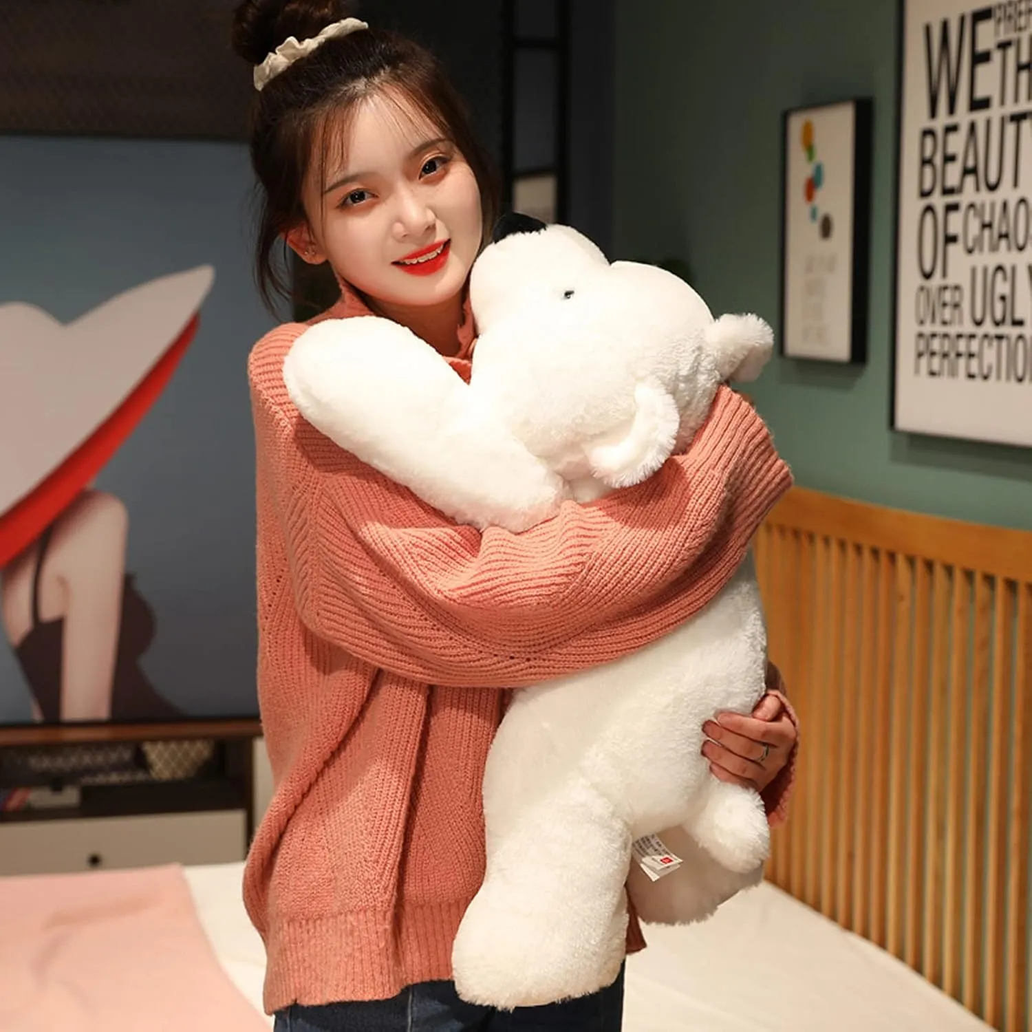 Weighted Hawaii botanist misty harden Plush Animals Toy, 11.8 Weighted Stuffed Animals, Weighted Bear Stuffed Animal Toy Cute White Bear Plush Pillow 