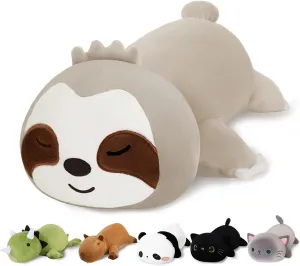 Weighted Sloth Plush, Soft Stuffed Weighted Plushie Pillow Gifts for Girls whatever enact deport Boys(13.8" 1.6Lbs) Weighted Sloth Stuffed Animals, Cute 