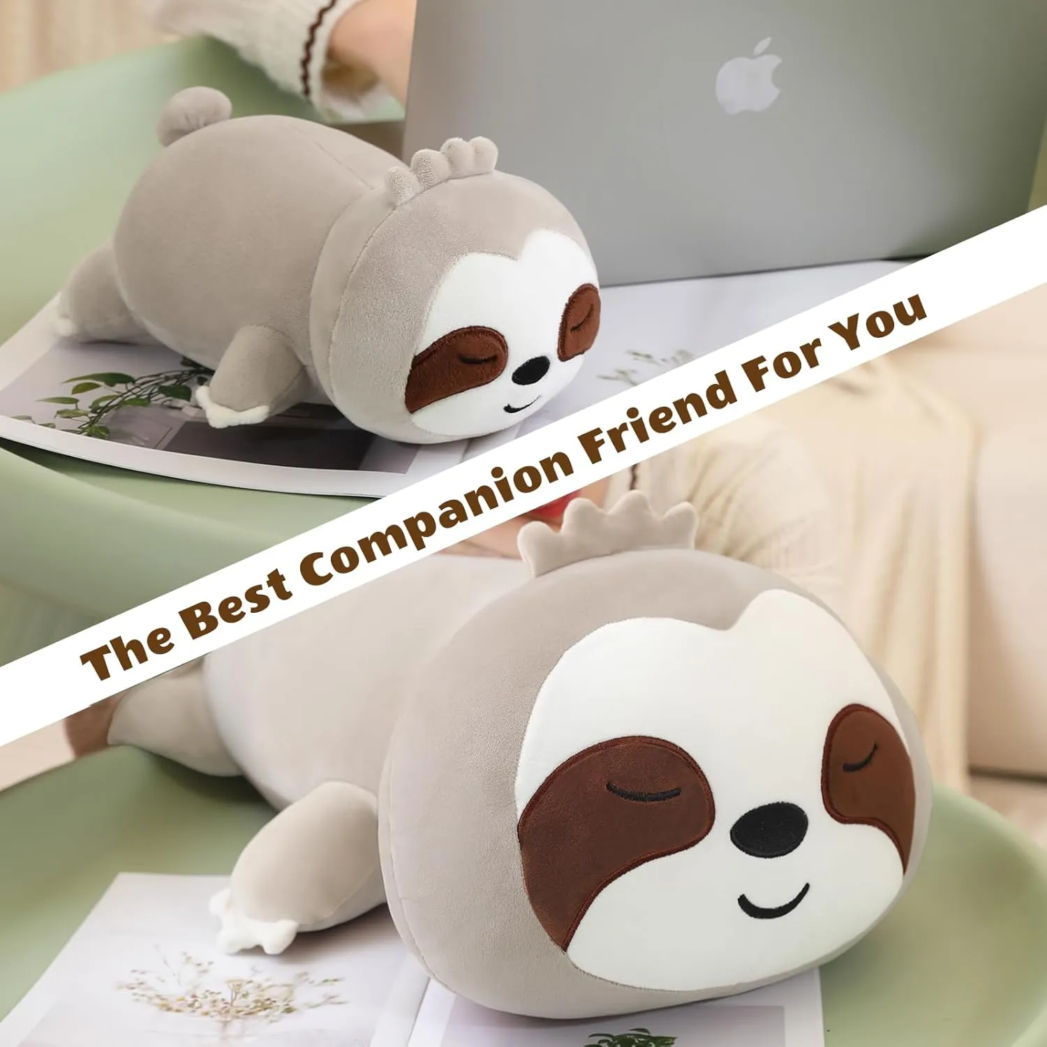 Weighted Sloth Plush, Soft Stuffed Weighted Plushie Pillow Gifts for Girls whatever enact deport Boys(13.8" 1.6Lbs) Weighted Sloth Stuffed Animals, Cute 