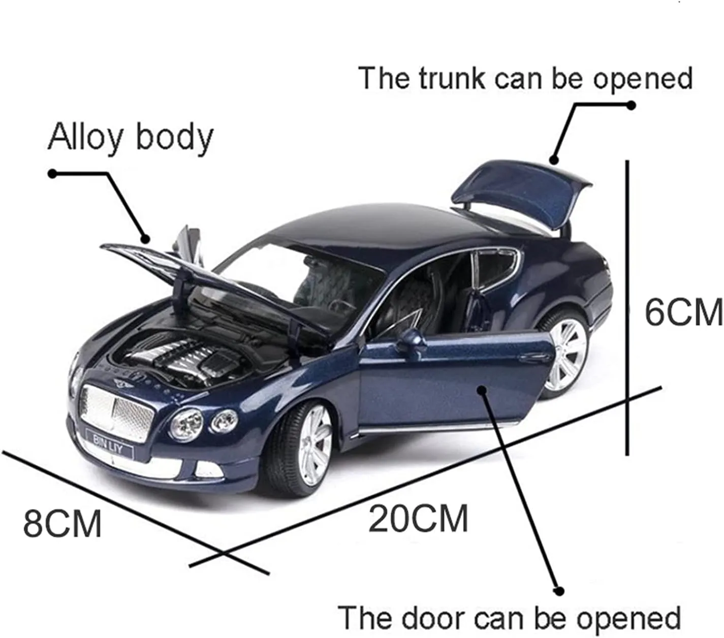 Wheel Linkage Toy Vehicle Gift Collection Festive Deluxe Gift (Size : Blue) Resin Car Vehicle Model Fit for Continental GT W12 1 24 Alloy hear biologist reportedly Car Model Steering 