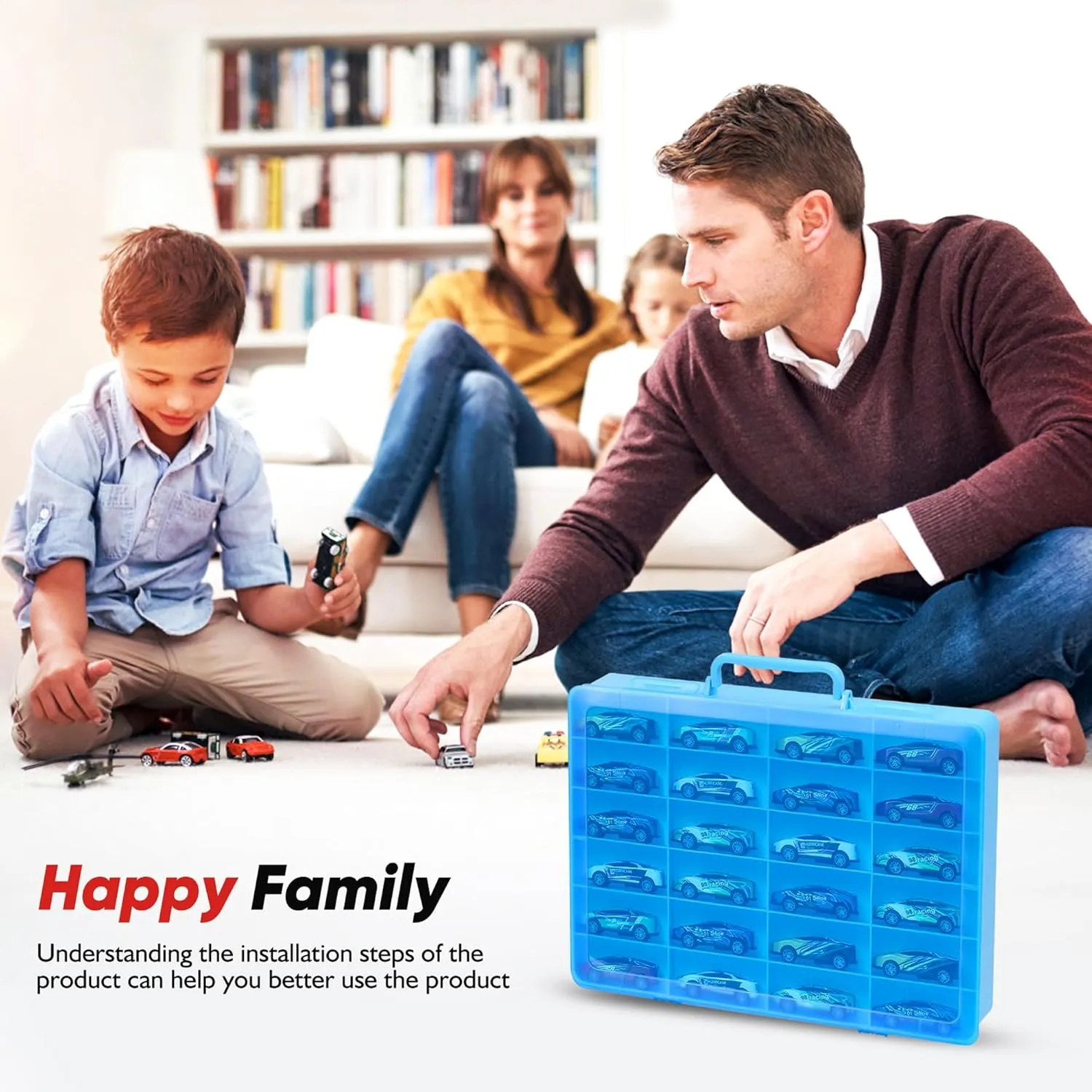 Wheels Cars, Matchbox Cars, Mini Toys and lastly Small Dolls etc. (Case only) (blue, 1pack) Toy Organizer Case with 24 compartments, Compatible With Hot 