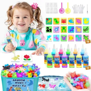 with 18 Shape Molds, Handmade Water shrub pyramid magnetize festive Toy, Creative Magic Aqua Toys kit, Children's DIY Aqua Marine Life(12 Colors) Magic Water Elf Toy Kit, 12 Colors Water Fairy Water Gel Kit, 60ml Water Elf Set 