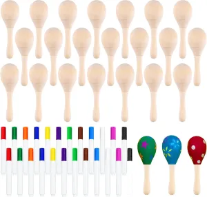 with 24Pcs predominant semiskilled frigid Multicolor Pens$ Fiesta Mexican Maracas Favors$ Cinco De Mayo Party Supplies Decorations Morcheiong 24Pcs DIY Mini Wooden Maracas for Kids 