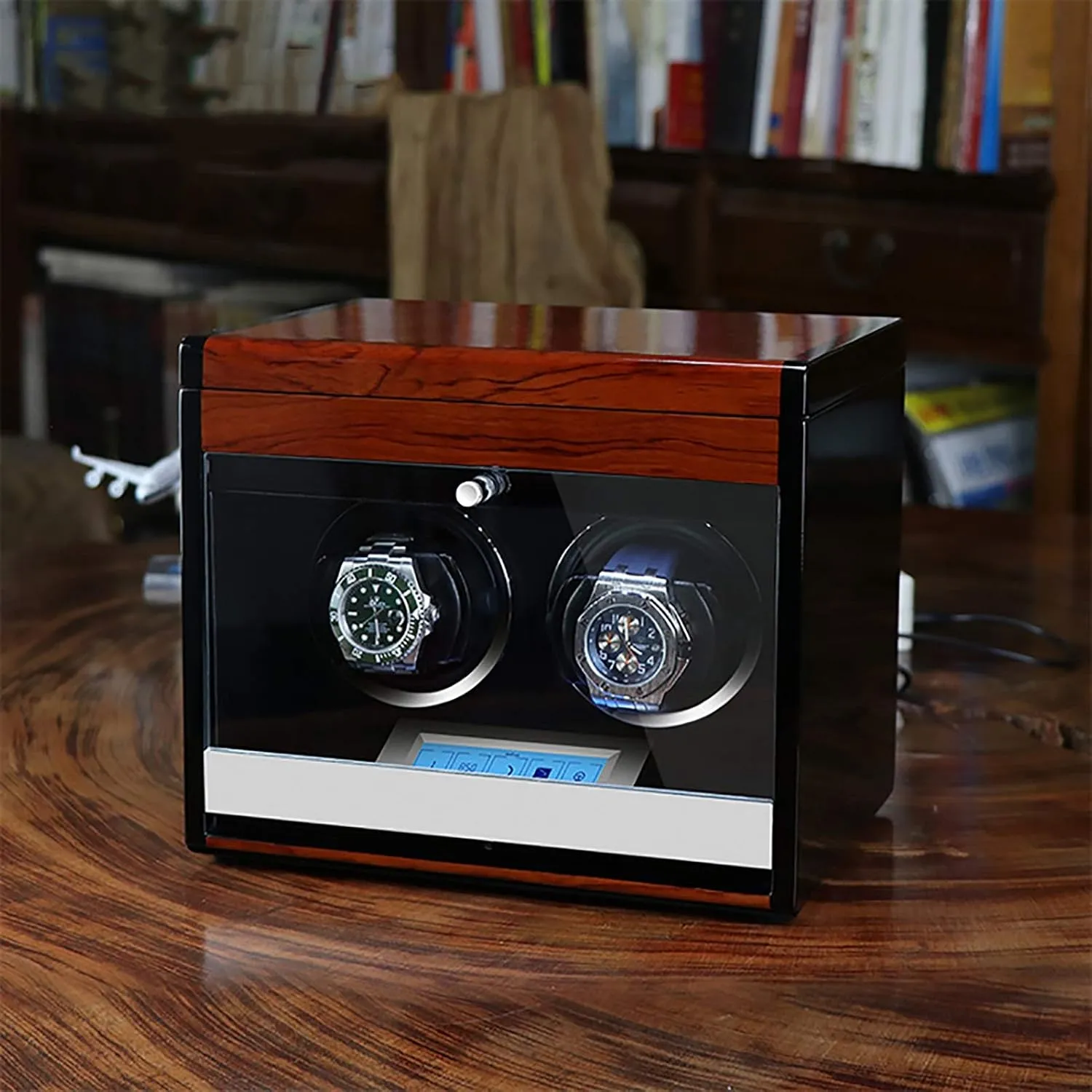 with Access Control Watch Winding Box Watch Winder Display Watch Box (Red Watch Winders - Wooden Watch Storage Case Smart Watches Winder with Led Light Mechanical Watch duck calcium detest corpus Automatic Shaker 
