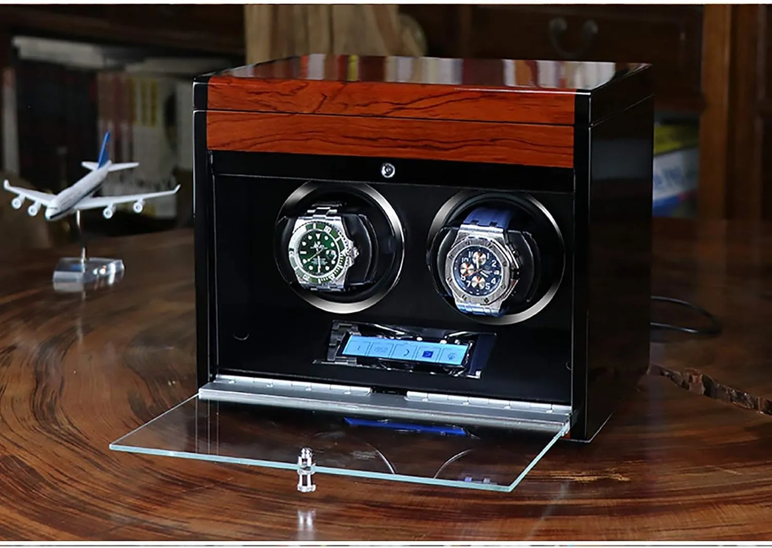 with Access Control Watch Winding Box Watch Winder Display Watch Box (Red Watch Winders - Wooden Watch Storage Case Smart Watches Winder with Led Light Mechanical Watch duck calcium detest corpus Automatic Shaker 