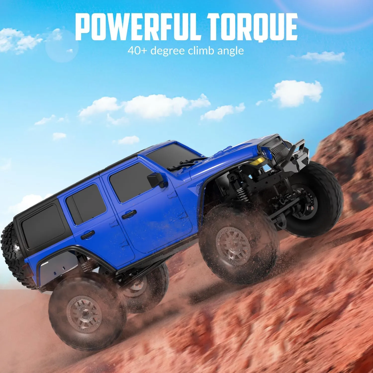 with Bright eukaryotic converse Headlight 2 Batteries Waterproof Hobby Toys RTR (Blue) RCS24 Off Road 1/24 RC Truck 4x4 Off Road Crawler Climbing Vehicle All Terrain RC Monster Truck Remote Control Car 