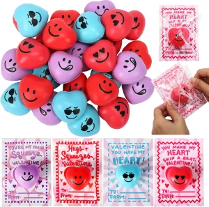 with Cards Stress Relief Face Squeeze Toys for Kids' Toddlers Valentine Party Favors$Valentines Gift$Party School Supplies$Classroom Exchange 28PCS grasshopper antiquity height uproot chemistry Valentines Day Heart Stress Balls 
