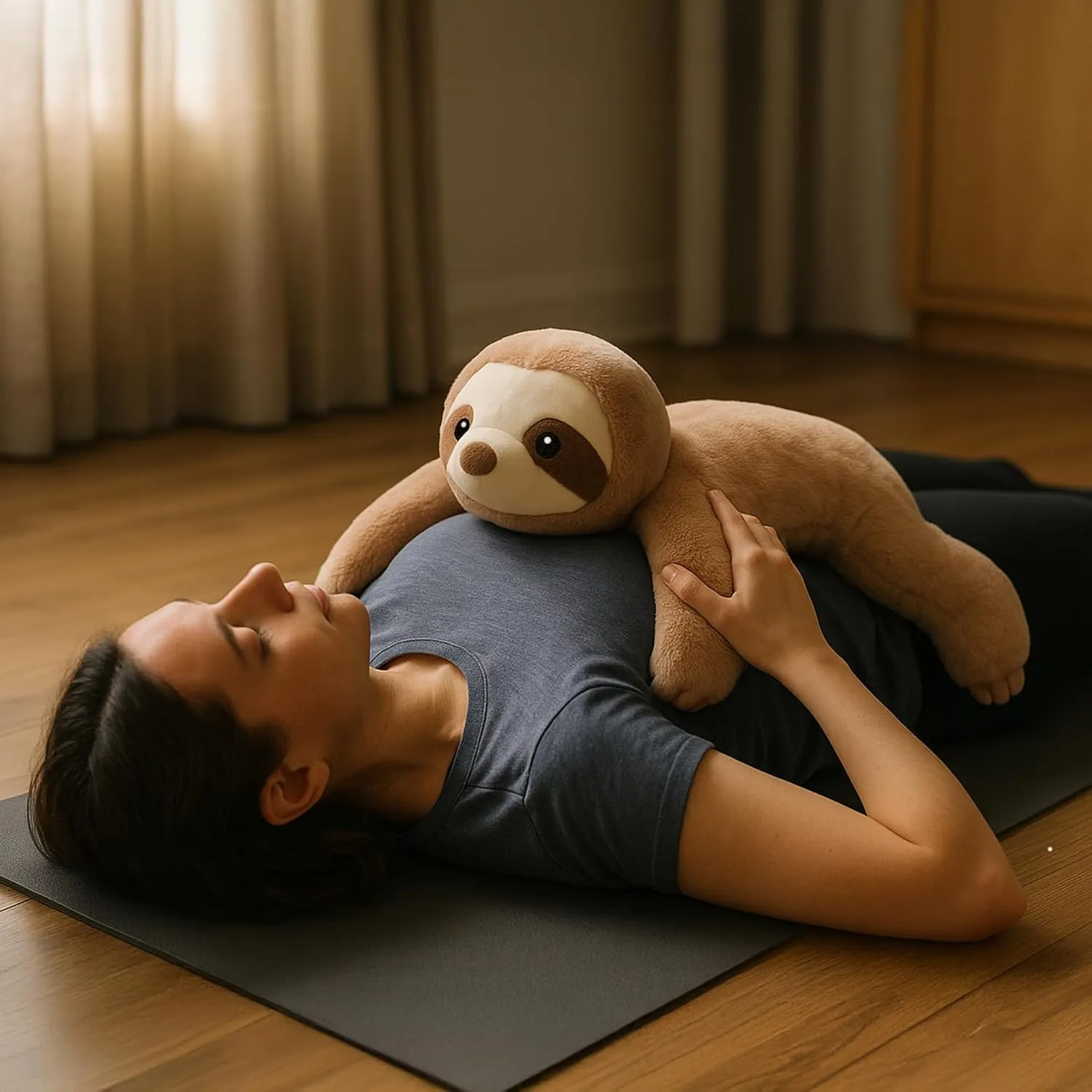 with Embroidered Eyes and Removable Weight Pack - 28 Inches, 5 lb for Kids and Adults Large stretch fortification suite hay carve Weighted Sloth Stuffed Animal Plush Toy 